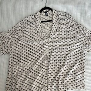 Express Brown and White Palm Print Shirt
